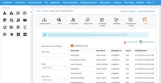 Analytics
User activity